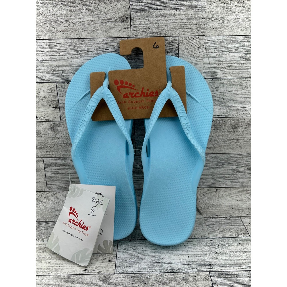 Archies Arch Support Flip Flops Sky Blue High Arch Mens 5 Womens 6 Thong Sandals
